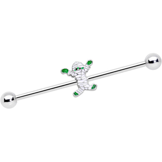 14G Green Mummy Halloween Industrial Barbell 38mm
