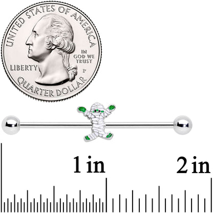 14G Green Mummy Halloween Industrial Barbell 38mm