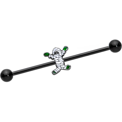 14G Black Green Mummy Halloween Industrial Barbell 38mm