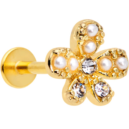 16G 5/16 Clear Gem Gold Tone Stylish Splat Labret Monroe Tragus