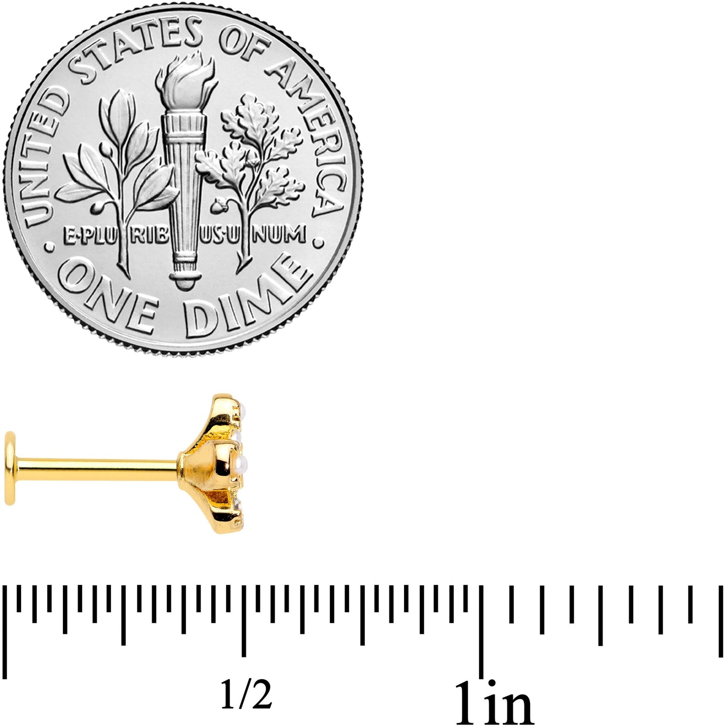 16G 5/16 Clear Gem Gold Tone Stylish Splat Labret Monroe Tragus