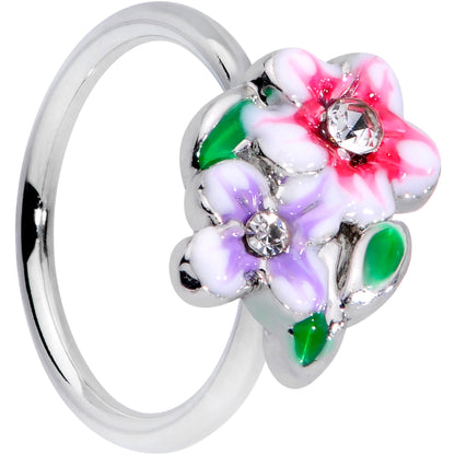 20G 5/16 Clear Gem Fanciful Flowers Nose Hoop