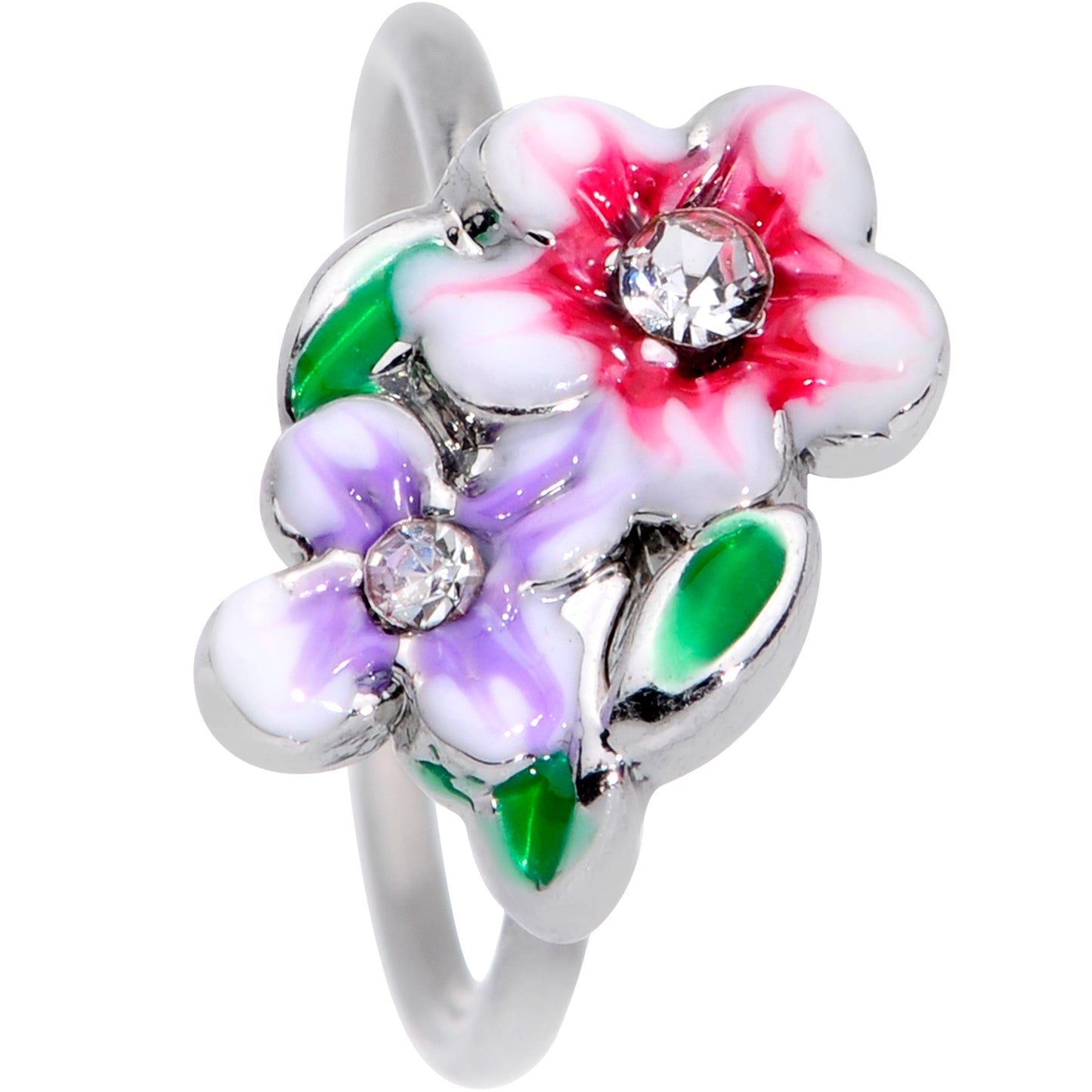 20G 5/16 Clear Gem Fanciful Flowers Nose Hoop