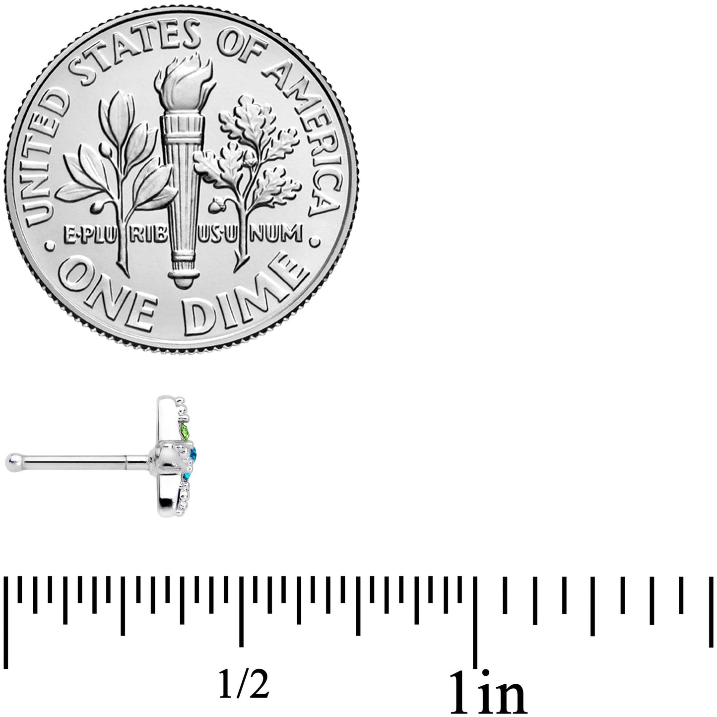 20G 5/16 Blue Green Gem Glam Starfish Nose Bone