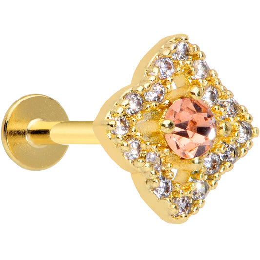 16G 5/16 Clear CZ Gem Gold Tone Rhombus Labret Monroe Tragus