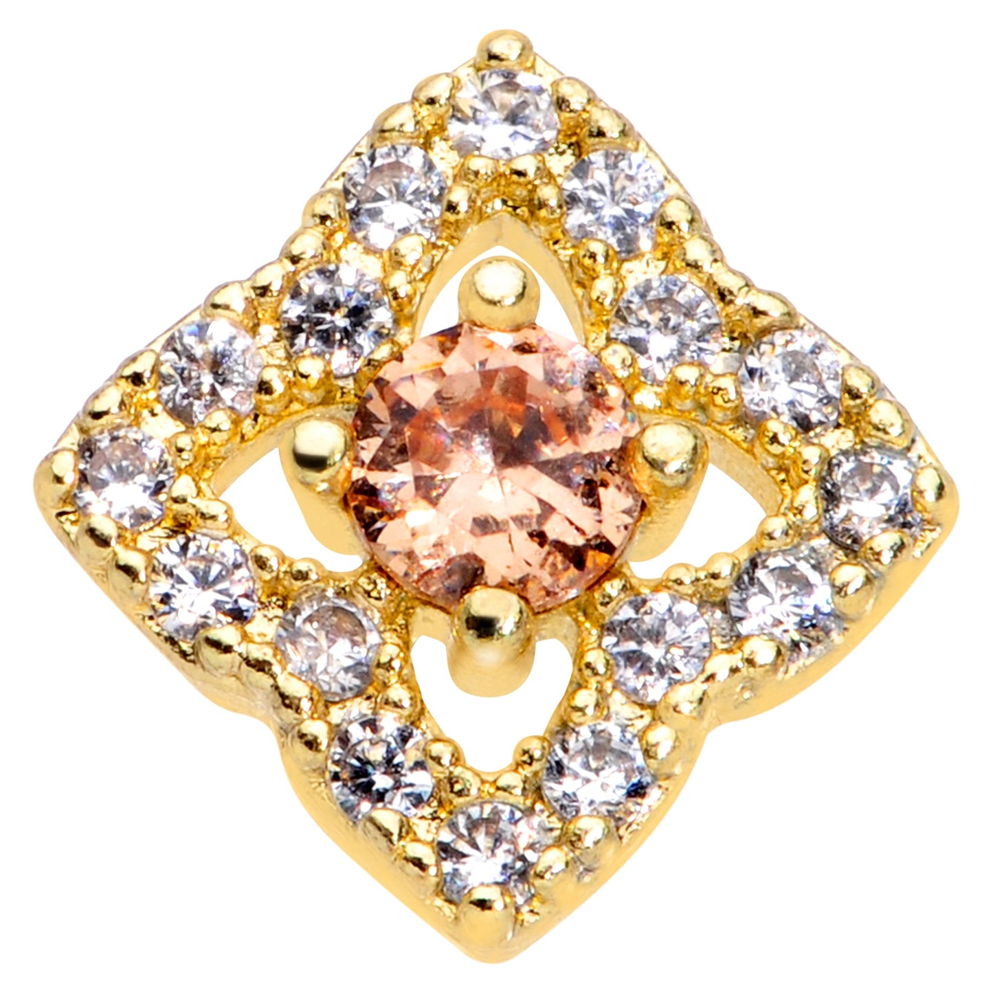 16G 5/16 Clear CZ Gem Gold Tone Rhombus Labret Monroe Tragus