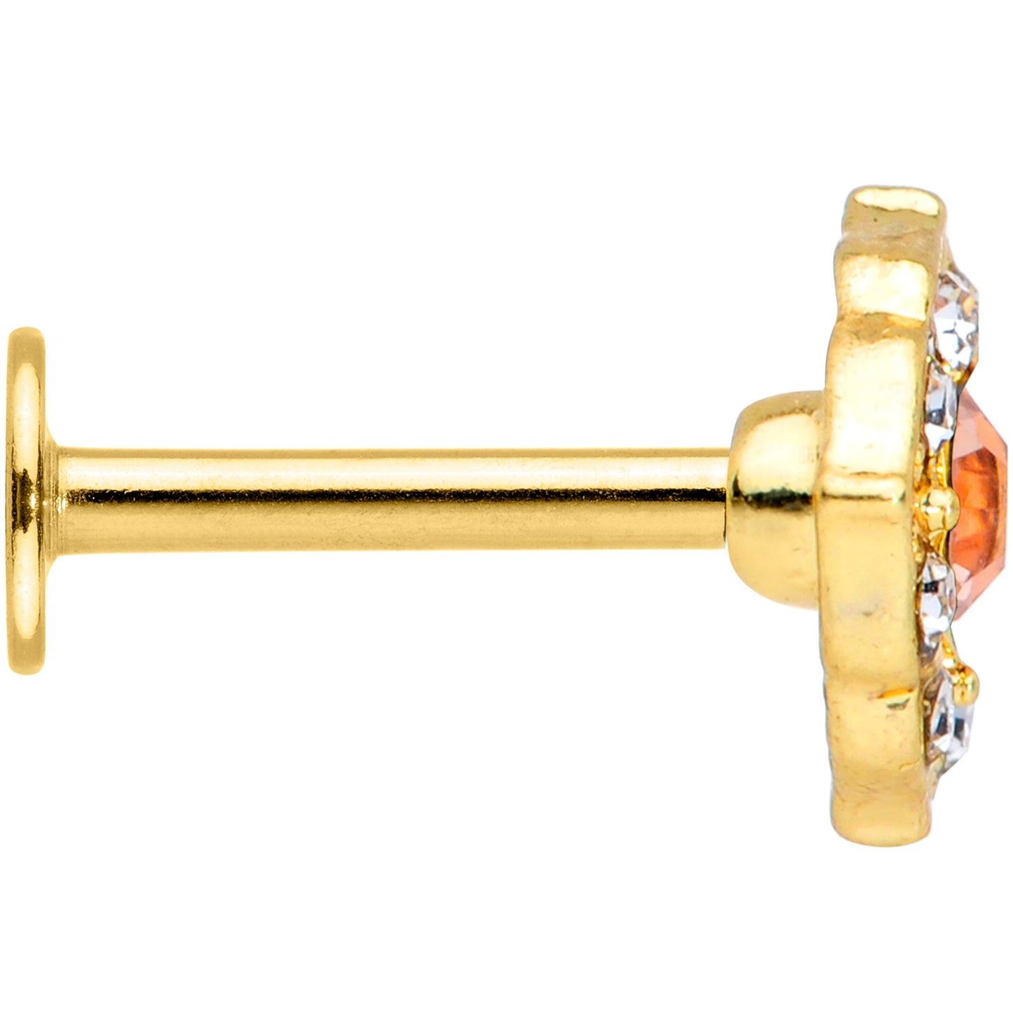 16G 5/16 Clear CZ Gem Gold Tone Rhombus Labret Monroe Tragus