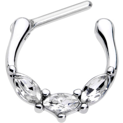 16G 5/16 Clear Gem Oval Trio Cartilage Clicker