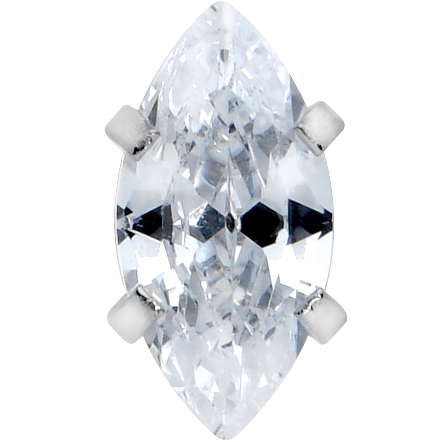 Clear CZ Gem Oval Top Barbell Tongue Ring