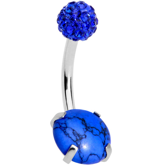 Blue Faux Turquoise Disco Ball Belly Ring
