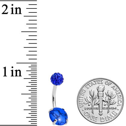 Blue Faux Turquoise Disco Ball Belly Ring