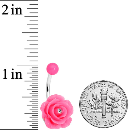 Clear Pink Gem Flower Belly Ring Set of 3
