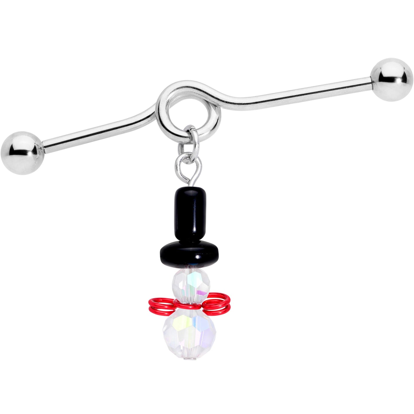 14G Aurora Gem Snowman Christmas Dangle Project Bar 38mm