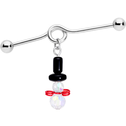 14G Aurora Gem Snowman Christmas Dangle Project Bar 38mm