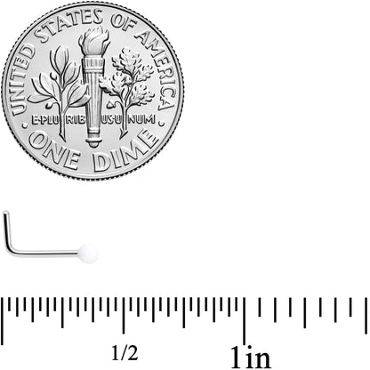 20G 7mm White Matte 2mm L Shaped Nose Ring