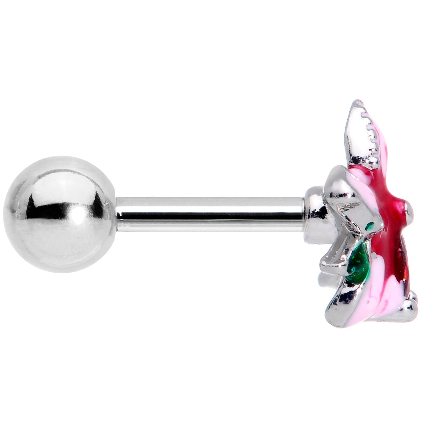 16G 1/4 Red Gem Exotic Flower Cartilage Tragus Earring