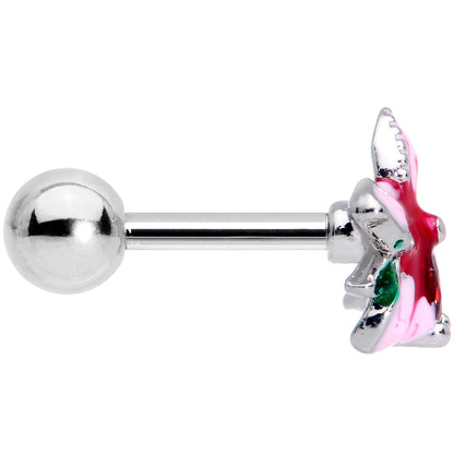 16G 1/4 Red Gem Exotic Flower Cartilage Tragus Earring