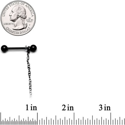 14G 9/16 Black Orange Pumpkin Halloween Dangle Nipple Chain