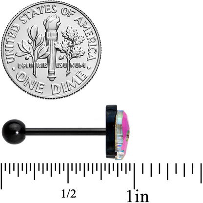 Aurora Gem Black Sugar Skull Barbell Tongue Ring