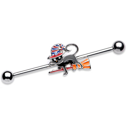 14G Black Cat Witch Halloween Industrial Barbell 38mm