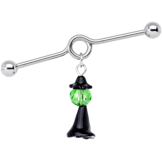 14G Green Gem Spooky Witch Halloween Dangle Project Bar 38mm