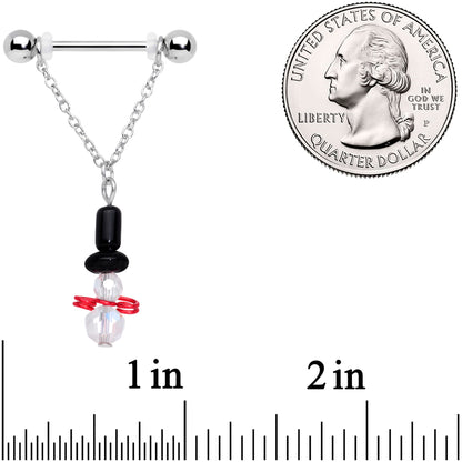 14G 11/16 Aurora Gem Snowman Christmas Dangle Nipple Ring Set