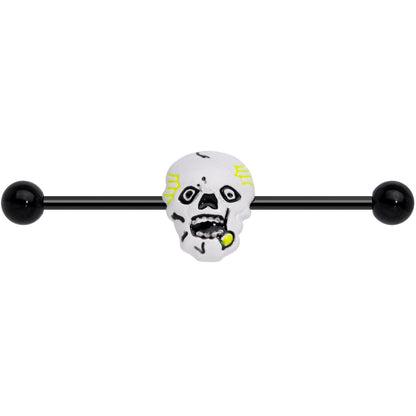 14G Black Skull Halloween Industrial Barbell 38mm