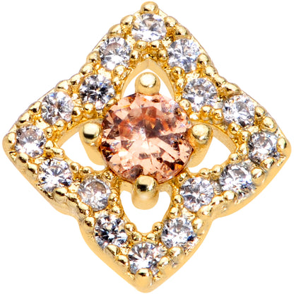 16G 1/4 Clear CZ Gem Gold Tone Rhombus Royale Cartilage Tragus