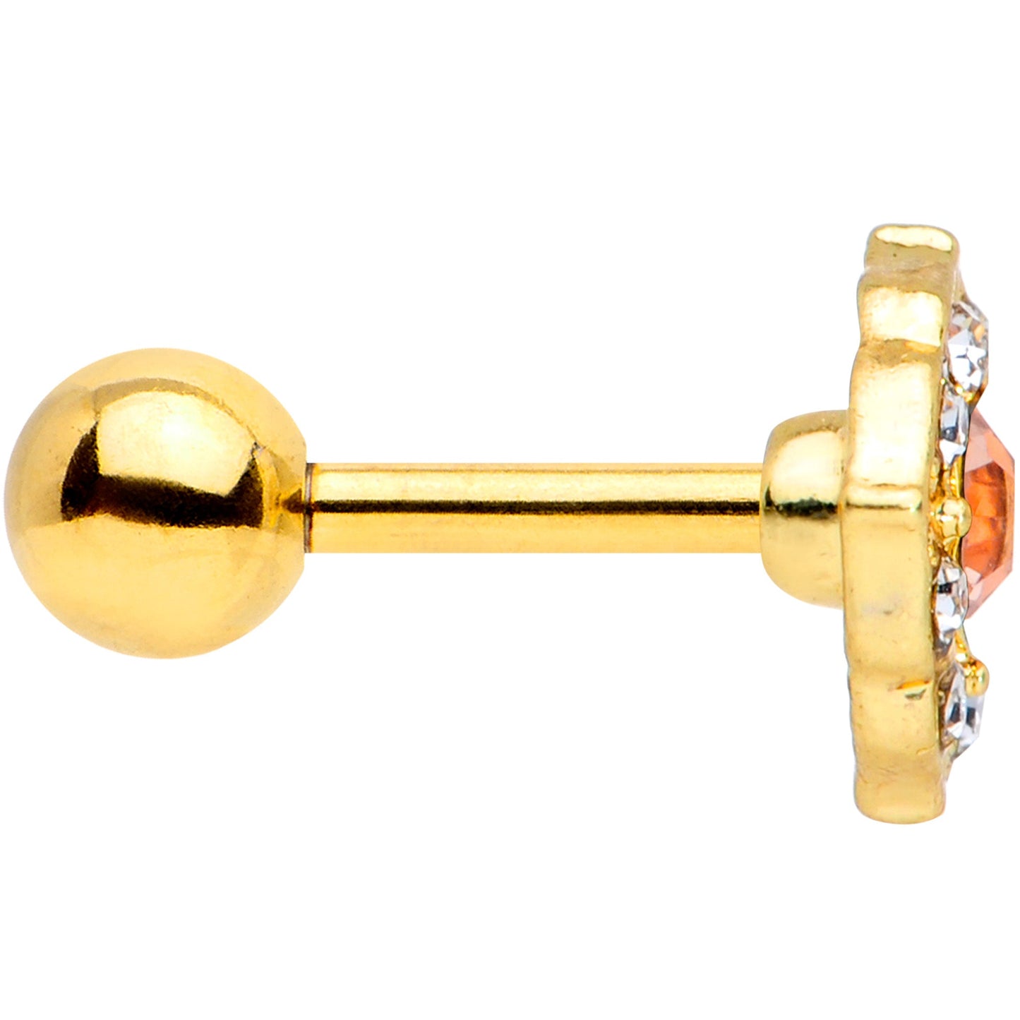 16G 1/4 Clear CZ Gem Gold Tone Rhombus Royale Cartilage Tragus