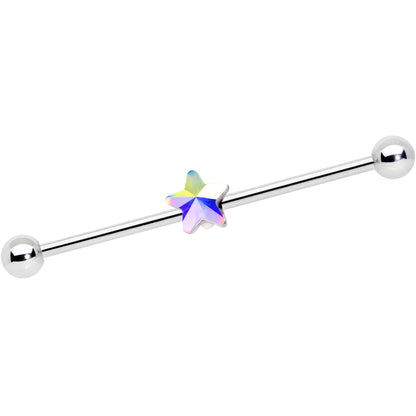 14G Aurora Gem Simple Star Industrial Barbell 38mm