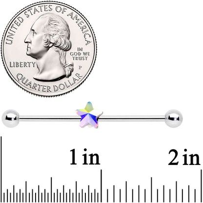 14G Aurora Gem Simple Star Industrial Barbell 38mm