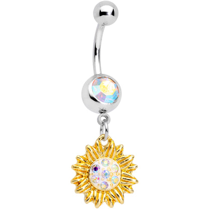 Aurora Gem Scintillating Sunflower Dangle Belly Ring