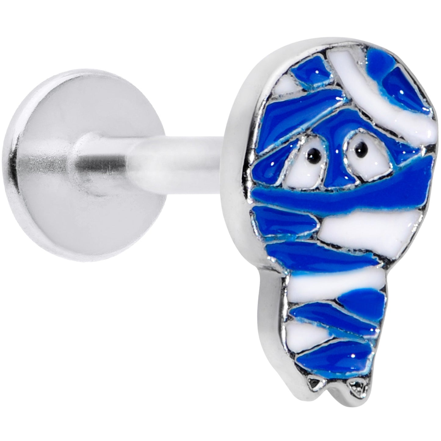 16G 5/16 Blue White Mummy Halloween Labret Monroe Tragus