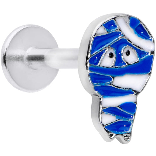 16G 5/16 Blue White Mummy Halloween Labret Monroe Tragus