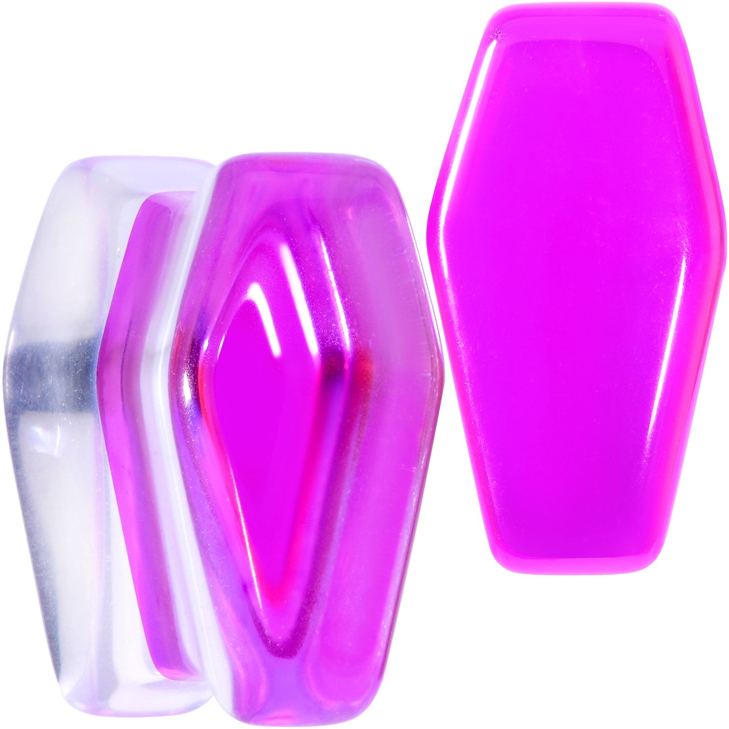 Aurora Purple Cloudy Quartz Stone Coffin Double Flare Plug Set