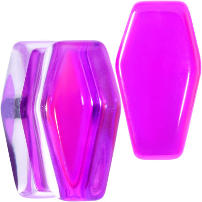 Aurora Purple Cloudy Quartz Stone Coffin Double Flare Plug Set