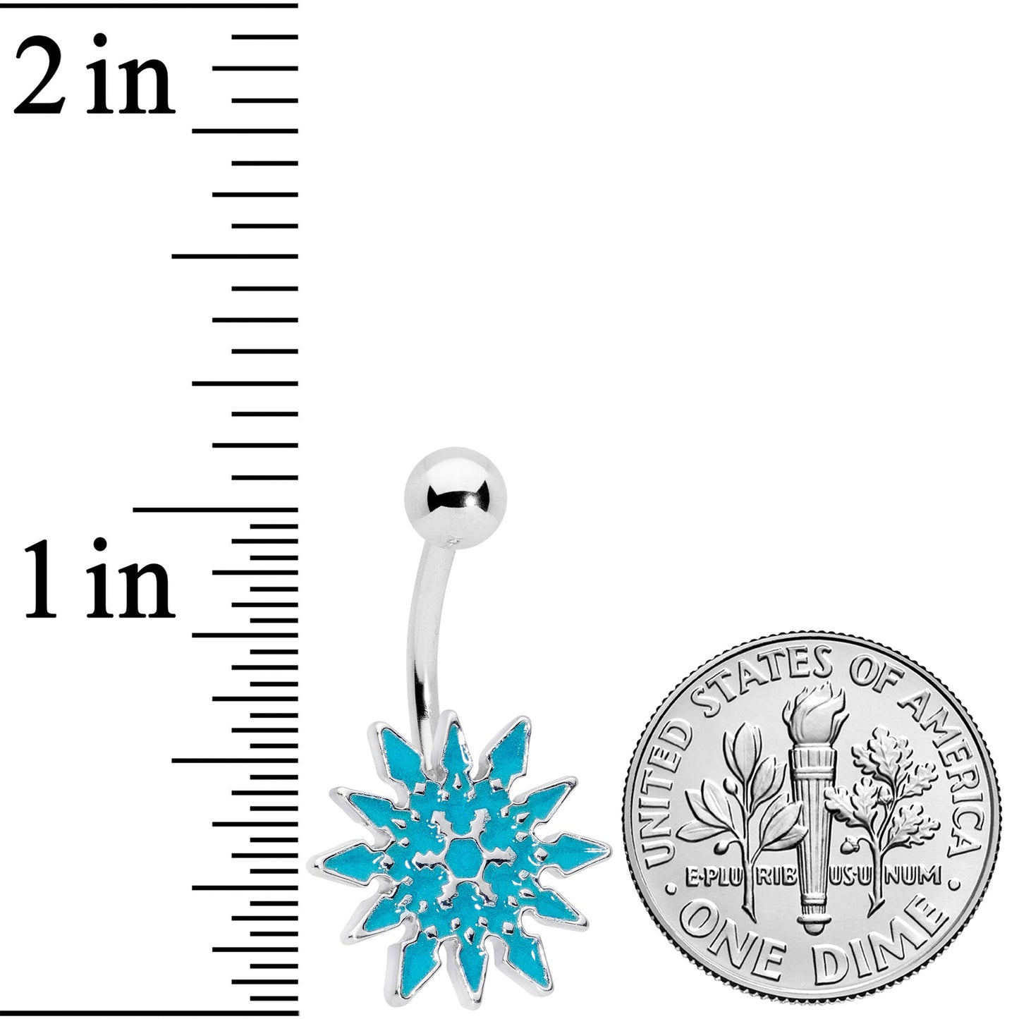 Aqua Gem Winter Snowflake Christmas Belly Ring
