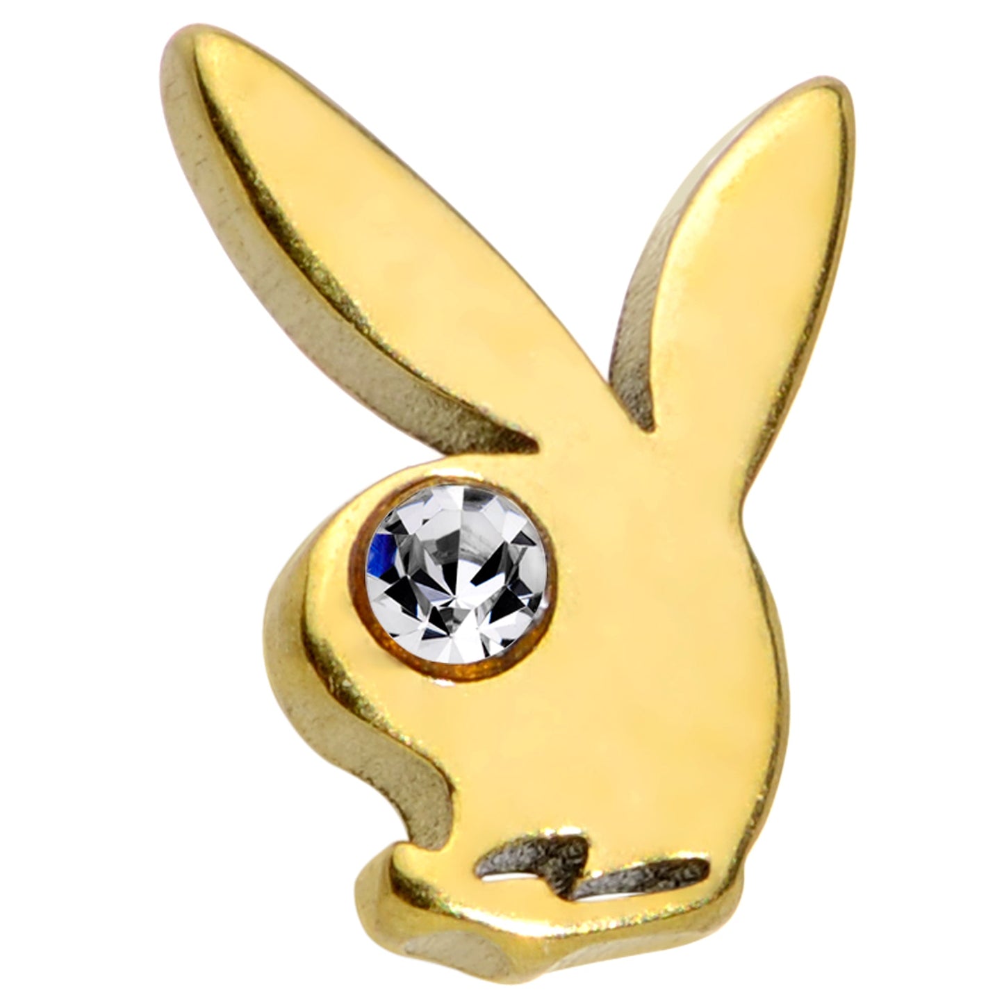 16G 1/4 Licensed Playboy Clear CZ Gold Hue Internal Thread Labret