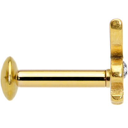 16G 1/4 Licensed Playboy Clear CZ Gold Hue Internal Thread Labret