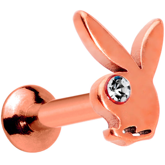 16G 5/16 Licensed Playboy CZ Rose Gold Tone Internal Thread Labret