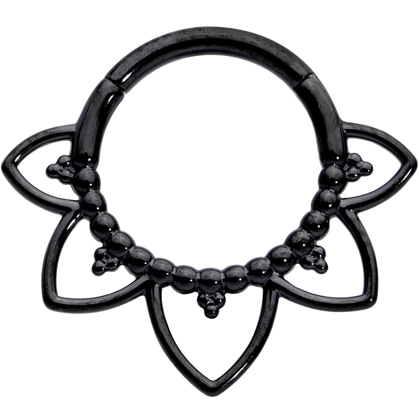 16G 5/16 Black Open Petal Flower Hinged Segment Ring