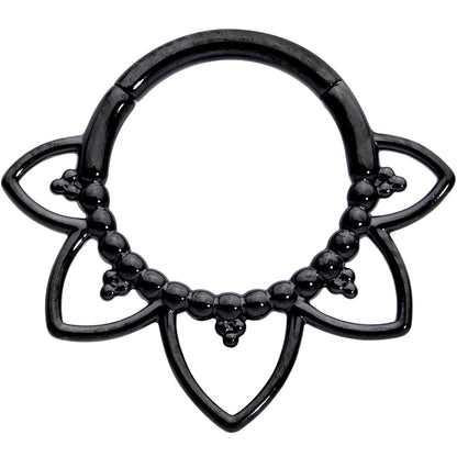 16G 5/16 Black Open Petal Flower Hinged Segment Ring