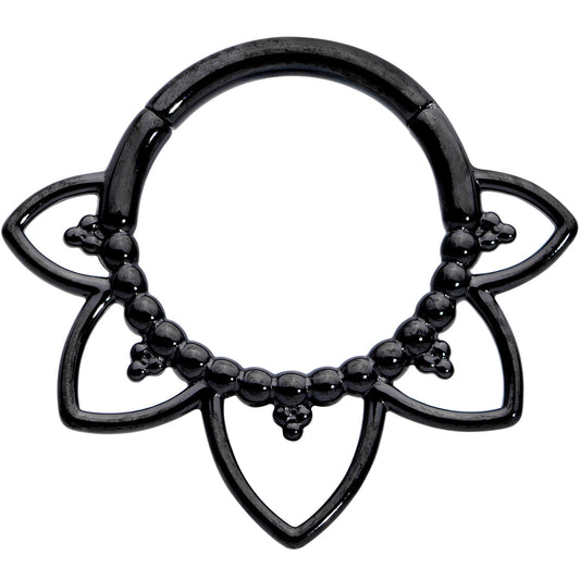 16G 5/16 Black Open Petal Flower Hinged Segment Ring
