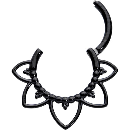 16G 5/16 Black Open Petal Flower Hinged Segment Ring