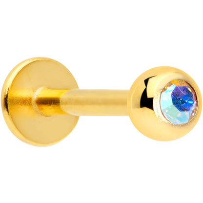 16G 5/16 Aurora Gem Gold Tone Press Fit Labret Monroe Tragus
