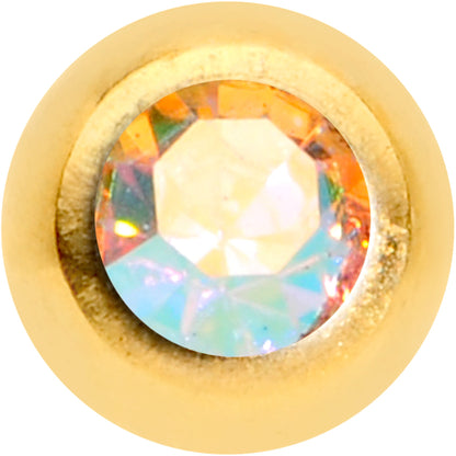 16G 5/16 Aurora Gem Gold Tone Press Fit Labret Monroe Tragus