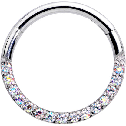 16G 3/8 Aurora Gem Paved Elegance Hinged Segment Ring