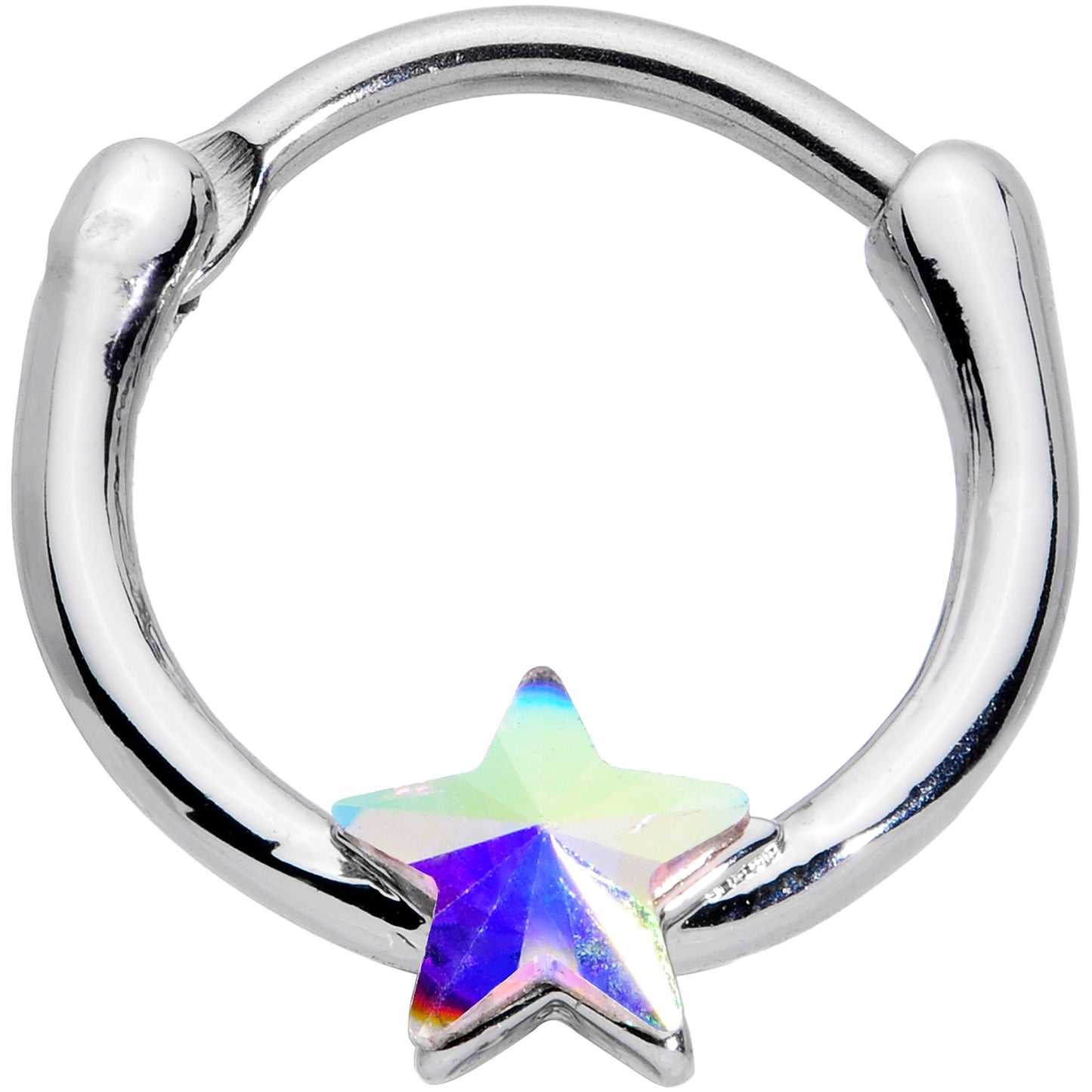 16G 3/8 Aurora Gem Simple Star Cartilage Clicker