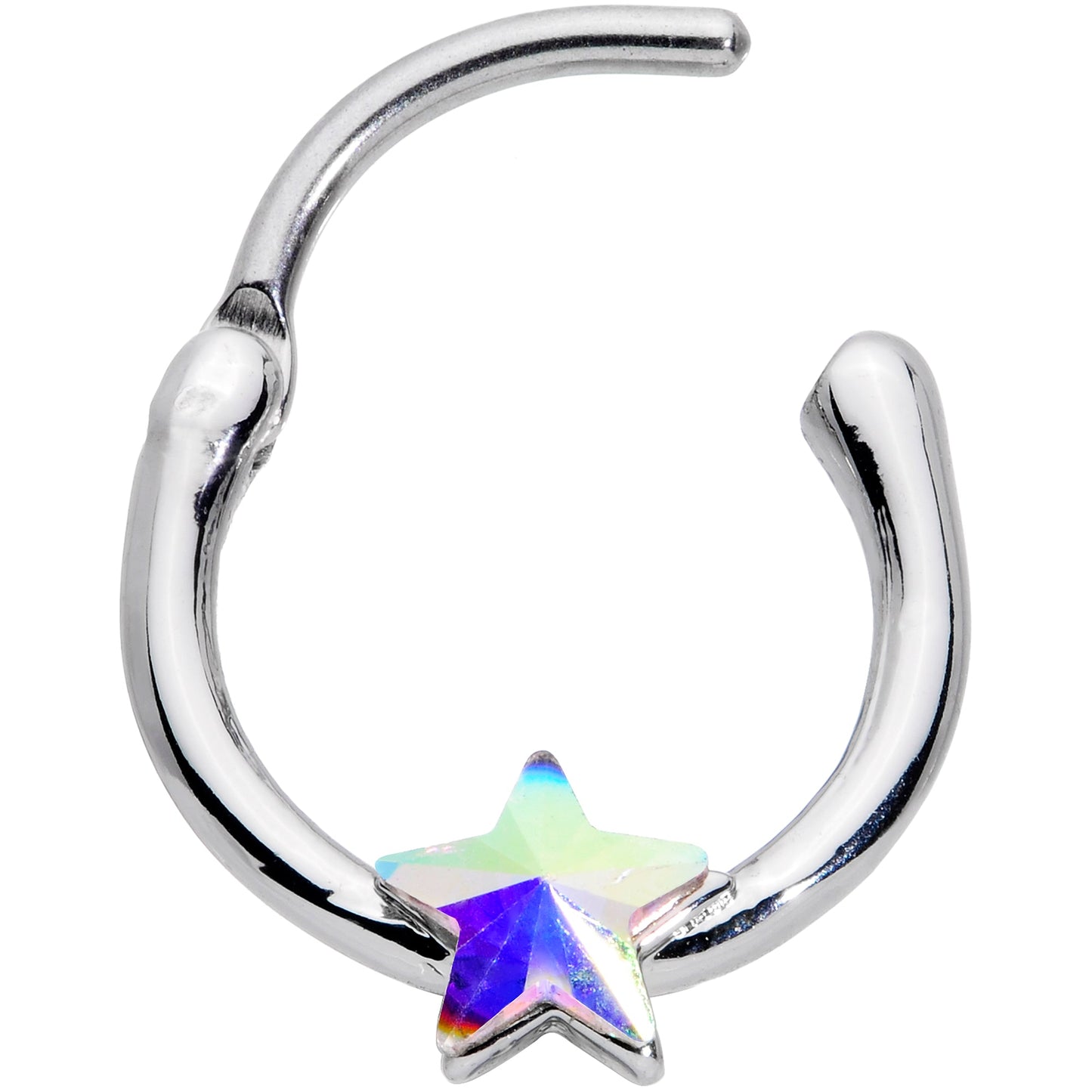 16G 3/8 Aurora Gem Simple Star Cartilage Clicker