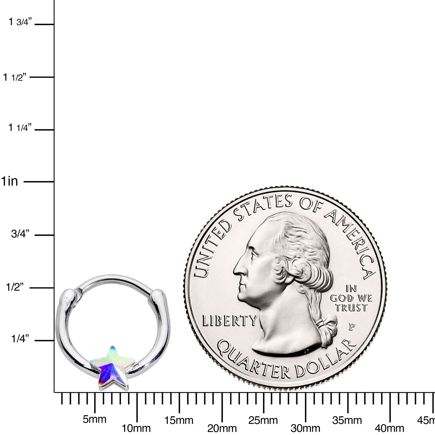 16G 3/8 Aurora Gem Simple Star Cartilage Clicker